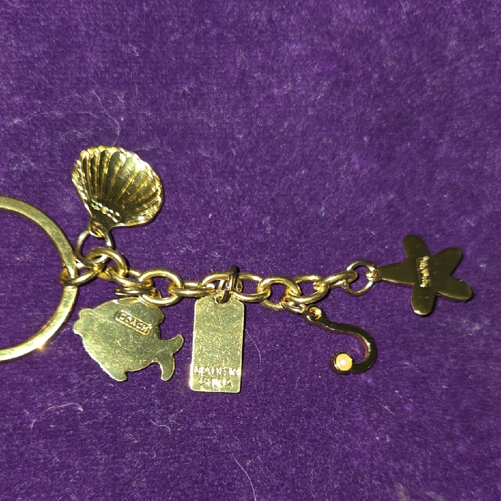 Coach Gold and Green Bag Charm Keychain - Picture 7 of 7